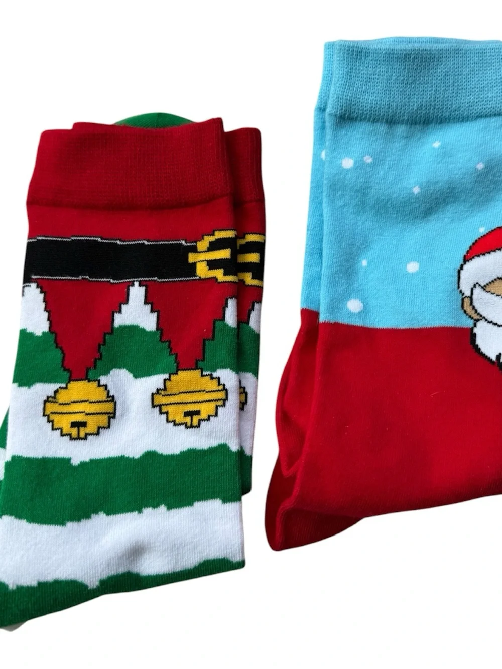 Holiday Pattern unisex Crew Socks - Santa and Elf